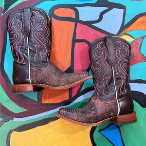 Tony Lama Brown Leather Western Cowboy Boots, Made in USA, Genuine Leather
